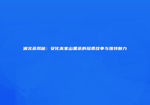 湘尖茶揭秘：安化高家山黑茶的珍贵故事与独特魅力