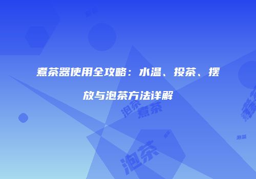 煮茶器使用全攻略：水温、投茶、摆放与泡茶方法详解