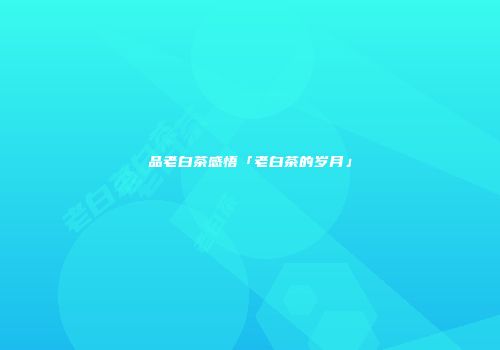 品老白茶感悟「老白茶的岁月」