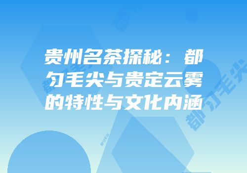 贵州名茶探秘：都匀毛尖与贵定云雾的特性与文化内涵