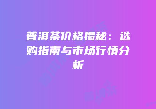 普洱茶价格揭秘：选购指南与市场行情分析