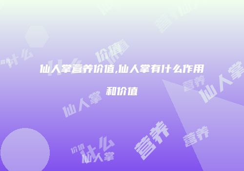 仙人掌营养价值,仙人掌有什么作用和价值