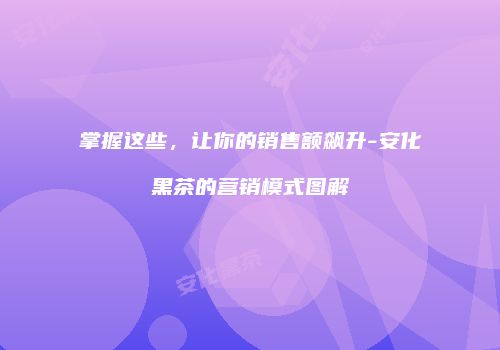 掌握这些，让你的销售额飙升-安化黑茶的营销模式图解