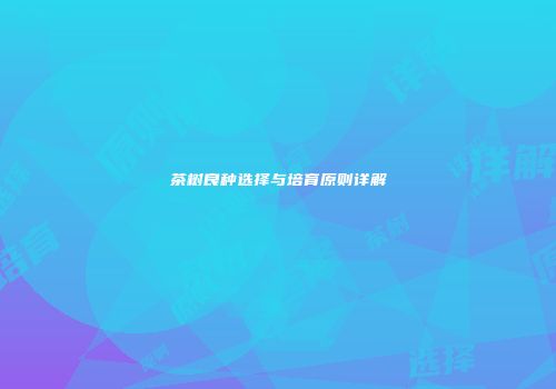 茶树良种选择与培育原则详解