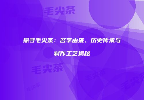 探寻毛尖茶：名字由来、历史传承与制作工艺揭秘