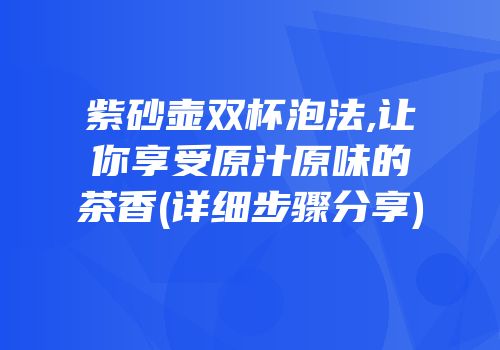 紫砂壶双杯泡法,让你享受原汁原味的茶香(详细步骤分享)