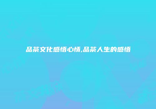 品茶文化感悟心情,品茶人生的感悟