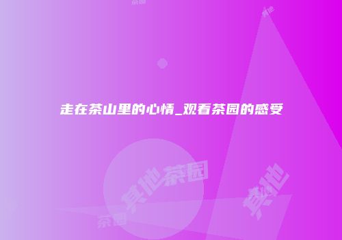 走在茶山里的心情_观看茶园的感受