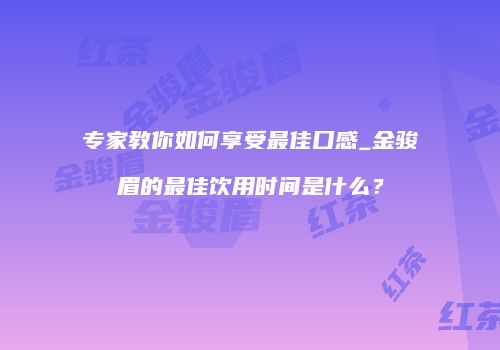 专家教你如何享受最佳口感_金骏眉的最佳饮用时间是什么？