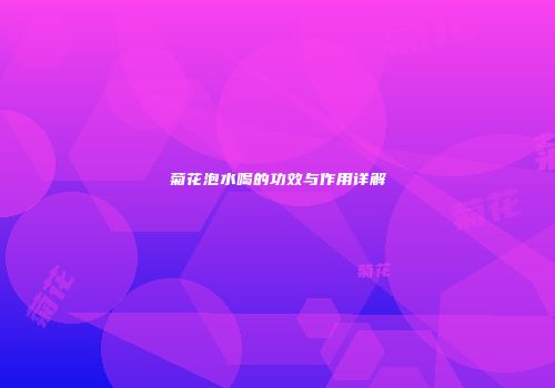 菊花泡水喝的功效与作用详解
