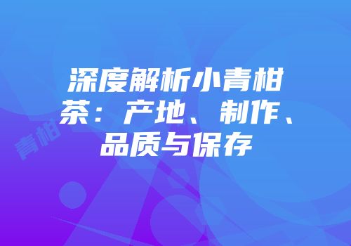 深度解析小青柑茶：产地、制作、品质与保存