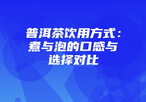 普洱茶饮用方式：煮与泡的口感与选择对比