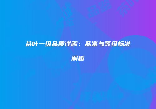 茶叶一级品质详解：品鉴与等级标准解析