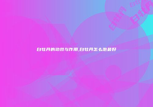 白牡丹的功效与作用,白牡丹怎么泡最好