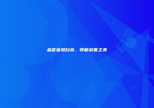 品尝福慧白茶，领略茶香之美