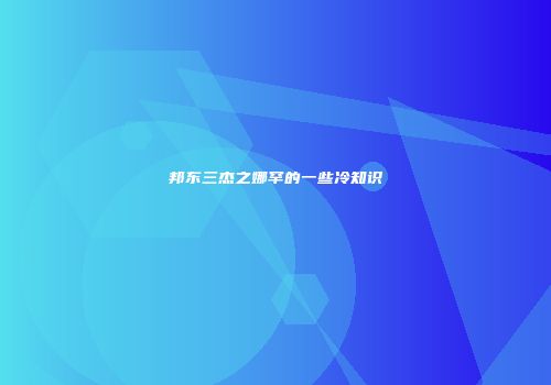邦东三杰之娜罕的一些冷知识