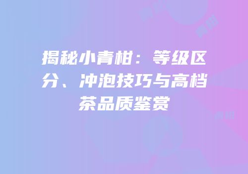 揭秘小青柑：等级区分、冲泡技巧与高档茶品质鉴赏