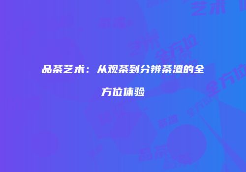 品茶艺术：从观茶到分辨茶渣的全方位体验