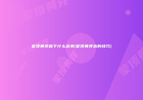 蒙顶黄芽属于什么茶类(蒙顶黄芽选购技巧)