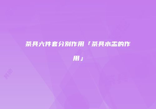茶具六件套分别作用「茶具水盂的作用」