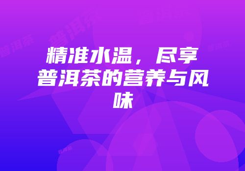 精准水温，尽享普洱茶的营养与风味