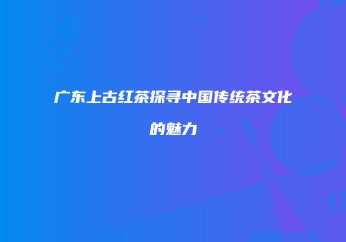 广东上古红茶探寻中国传统茶文化的魅力