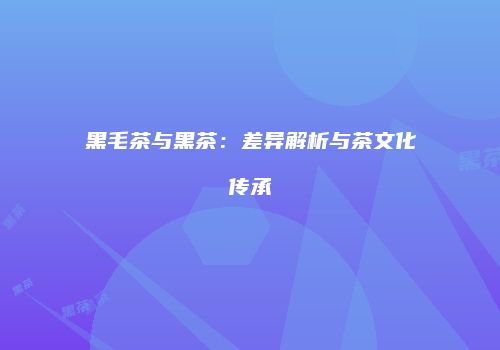 黑毛茶与黑茶：差异解析与茶文化传承