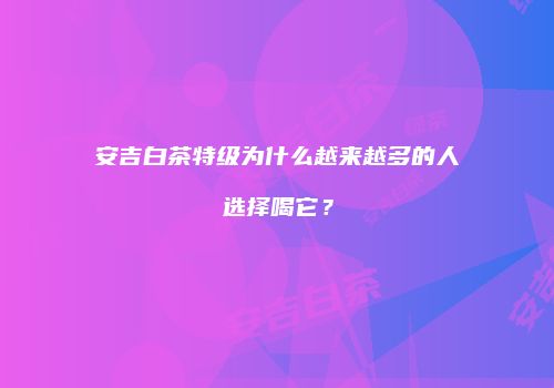 安吉白茶特级为什么越来越多的人选择喝它？