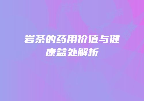 岩茶的药用价值与健康益处解析