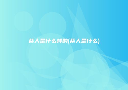 茶人是什么样的(茶人是什么)