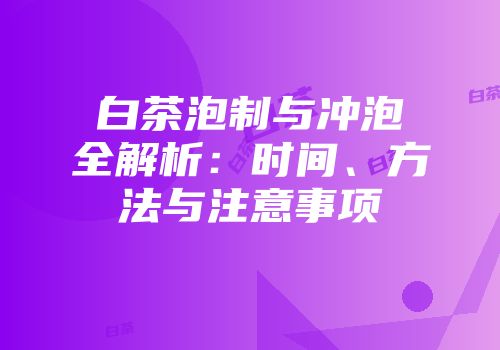 白茶泡制与冲泡全解析：时间、方法与注意事项