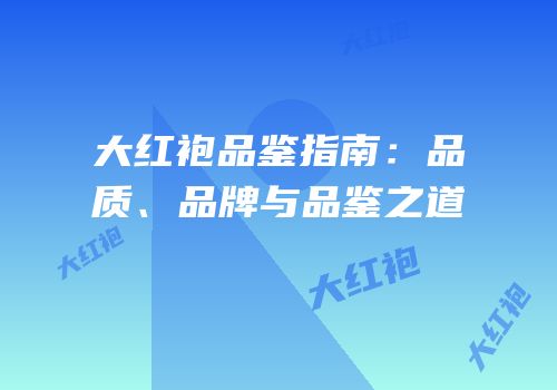 大红袍品鉴指南：品质、品牌与品鉴之道