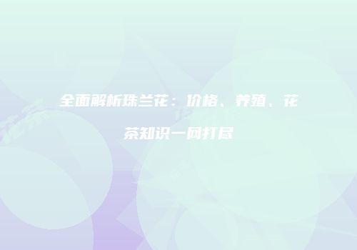 全面解析珠兰花：价格、养殖、花茶知识一网打尽