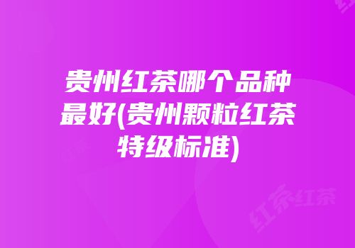 贵州红茶哪个品种最好(贵州颗粒红茶特级标准)