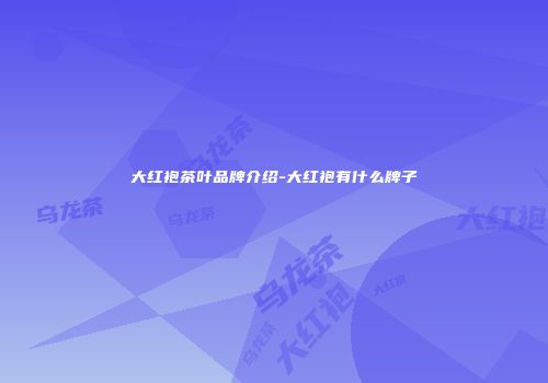 大红袍茶叶品牌介绍-大红袍有什么牌子