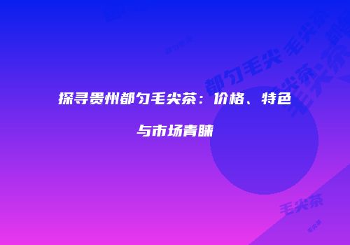 探寻贵州都匀毛尖茶：价格、特色与市场青睐