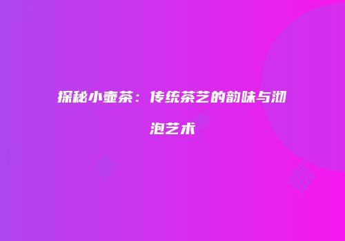 探秘小壶茶：传统茶艺的韵味与沏泡艺术