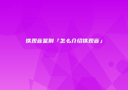 铁观音鉴别「怎么介绍铁观音」
