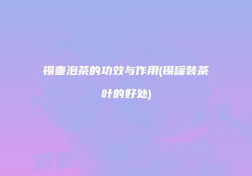 锡壶泡茶的功效与作用(锡罐装茶叶的好处)
