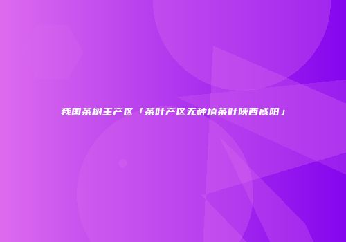 我国茶树主产区「茶叶产区无种植茶叶陕西咸阳」