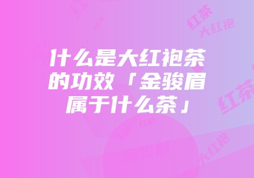 什么是大红袍茶的功效「金骏眉属于什么茶」