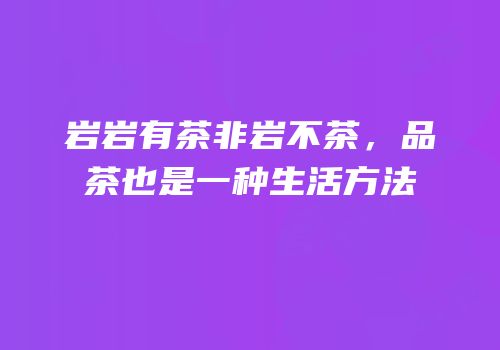 岩岩有茶非岩不茶，品茶也是一种生活方法