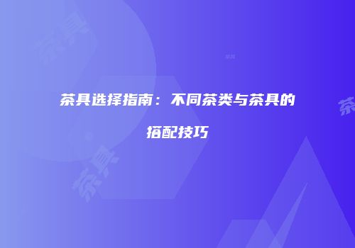 茶具选择指南：不同茶类与茶具的搭配技巧