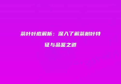 茶叶叶底解析：深入了解茶树叶特征与品鉴之道