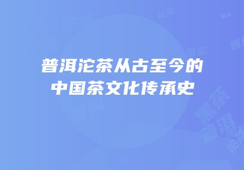 普洱沱茶从古至今的中国茶文化传承史