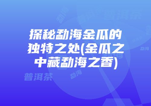 探秘勐海金瓜的独特之处(金瓜之中藏勐海之香)