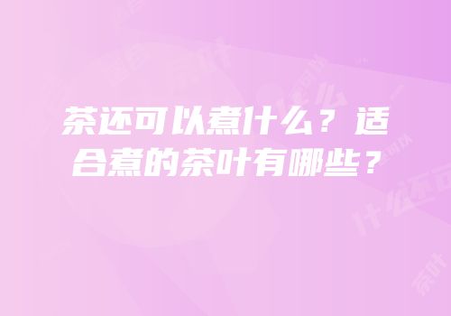 茶还可以煮什么？适合煮的茶叶有哪些？