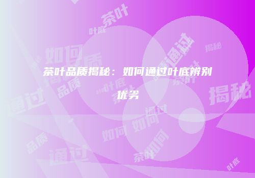 茶叶品质揭秘：如何通过叶底辨别优劣