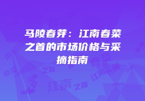 马陵春芽：江南春菜之首的市场价格与采摘指南