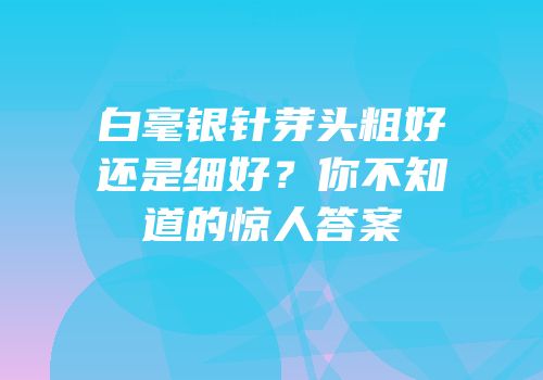 白毫银针芽头粗好还是细好？你不知道的惊人答案